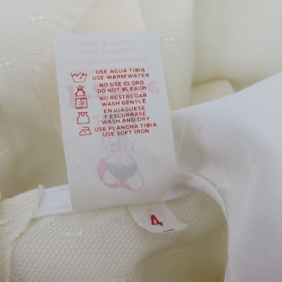 VTG Frankie Girls 4 Ivory Puffy Balloon Bibbed Dress Eyelet Lace Trim Collar - Picture 12 of 14